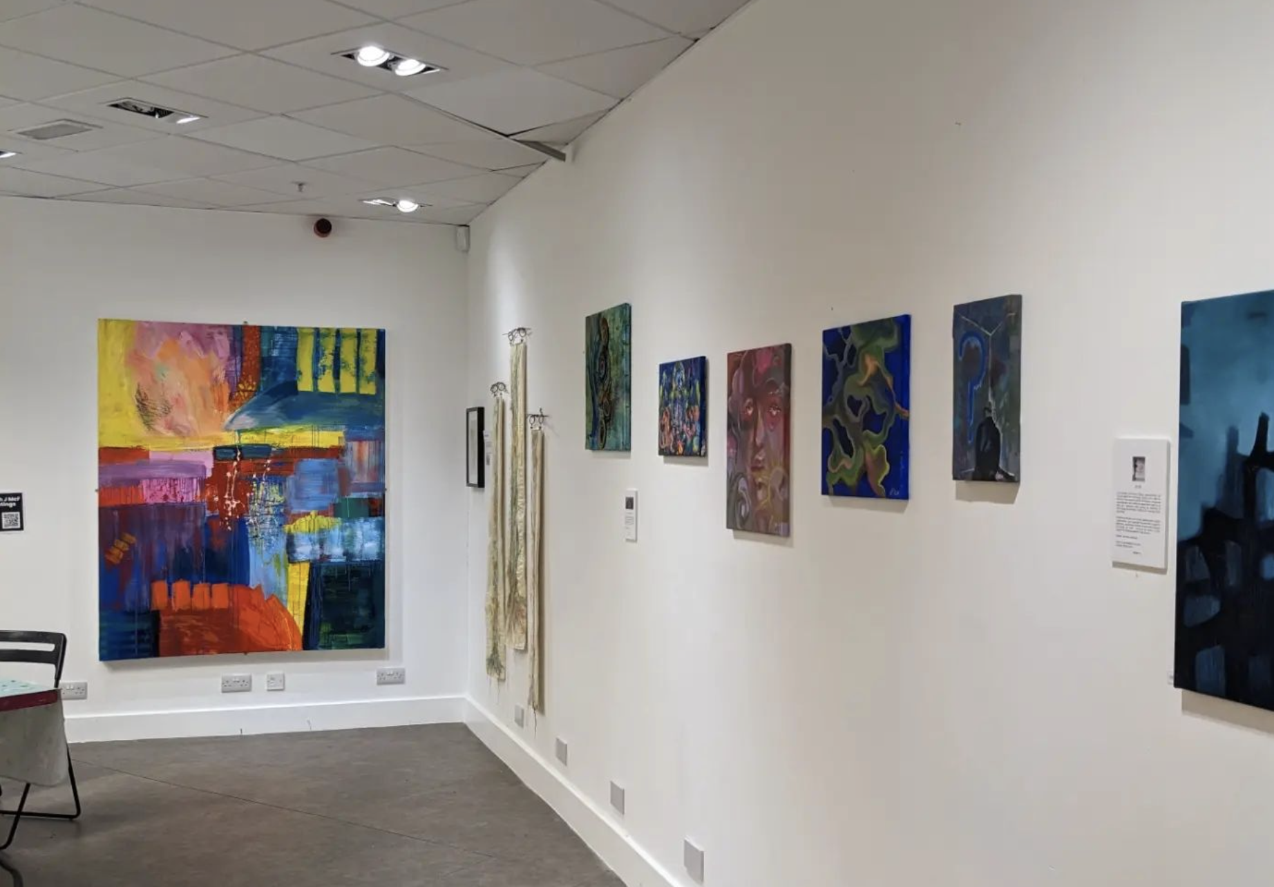 Alex Gardner's artwork displayed at the Gossip II Gallery in the The Thistle Shopping Centre, Stilring.